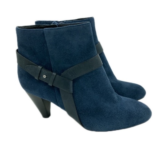 Cole Haan Shoes - Cole Haan Nike Air Navy Suede Booties Black Ankle Harness Straps Heeled SZ 7B
